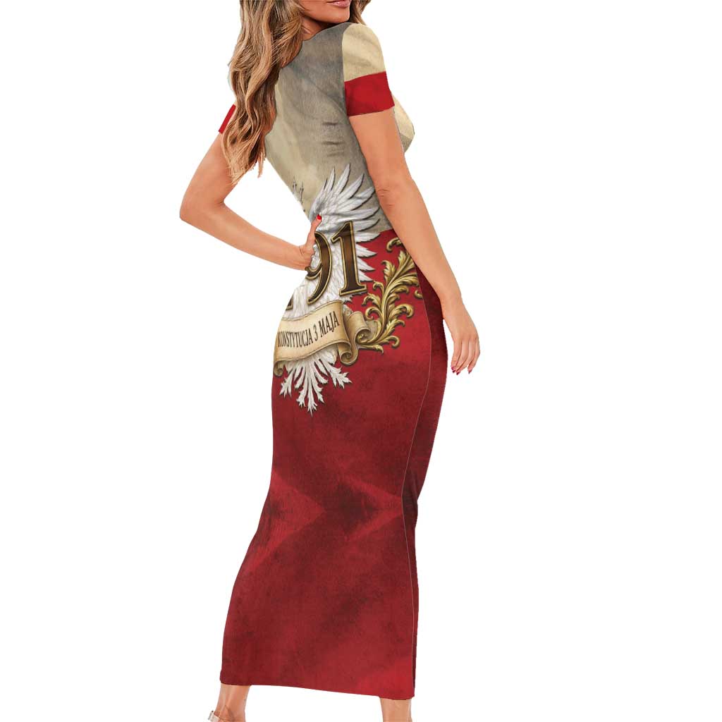 Poland Constitution Day 1791 Short Sleeve Bodycon Dress Polska Konstytucja 3 Maja Pride White Eagle