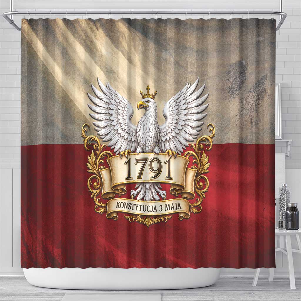 Poland Constitution Day 1791 Shower Curtain Polska Konstytucja 3 Maja Pride White Eagle