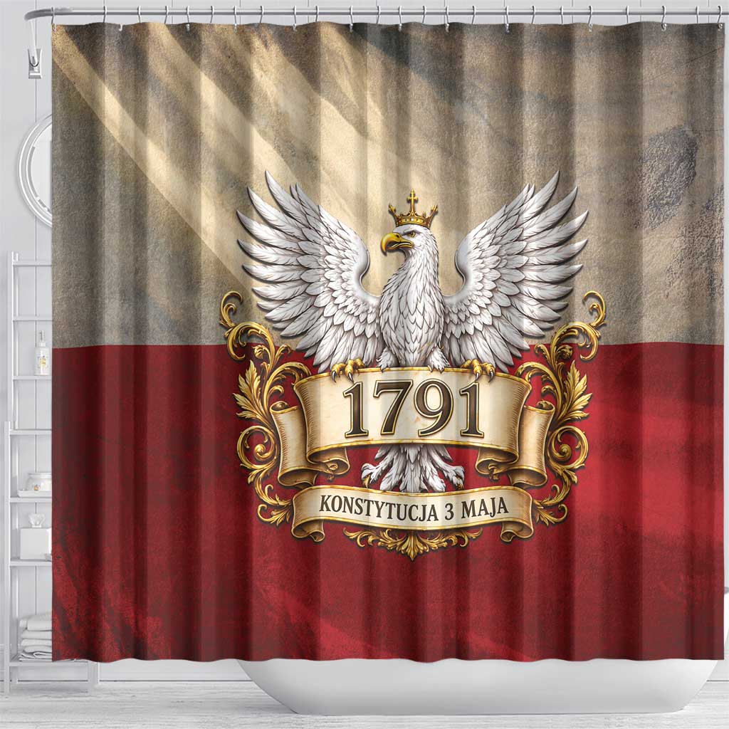 Poland Constitution Day 1791 Shower Curtain Polska Konstytucja 3 Maja Pride White Eagle