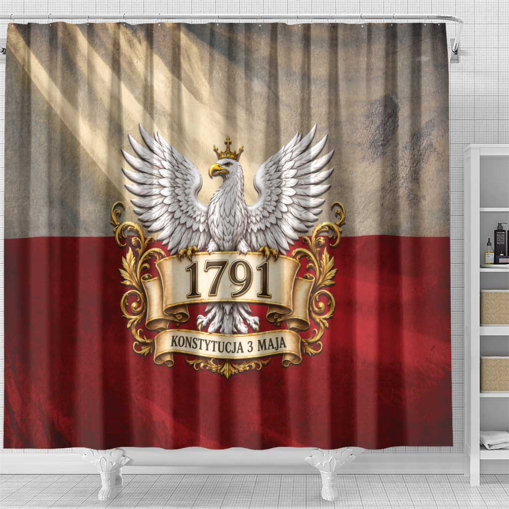 Poland Constitution Day 1791 Shower Curtain Polska Konstytucja 3 Maja Pride White Eagle