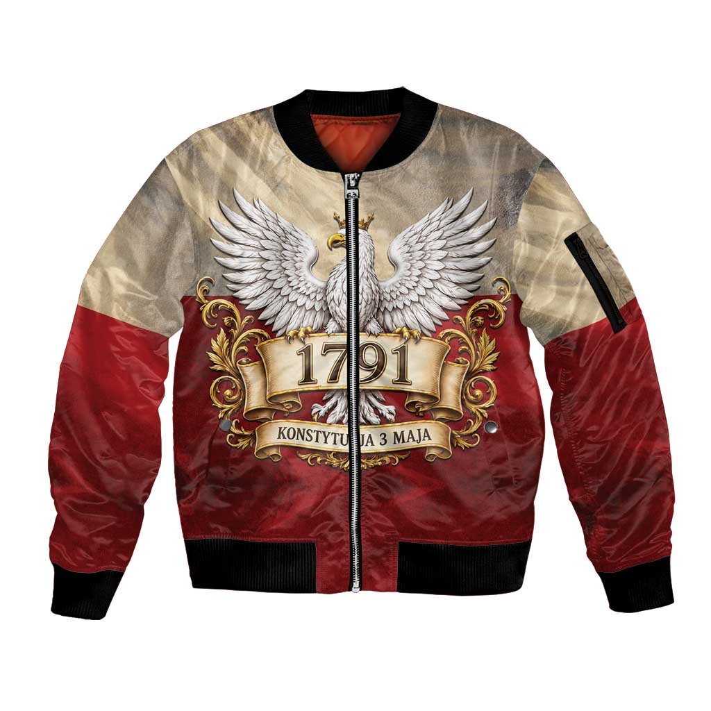 Poland Constitution Day 1791 Sleeve Zip Bomber Jacket Polska Konstytucja 3 Maja Pride White Eagle