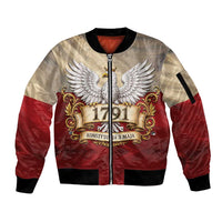 Poland Constitution Day 1791 Sleeve Zip Bomber Jacket Polska Konstytucja 3 Maja Pride White Eagle