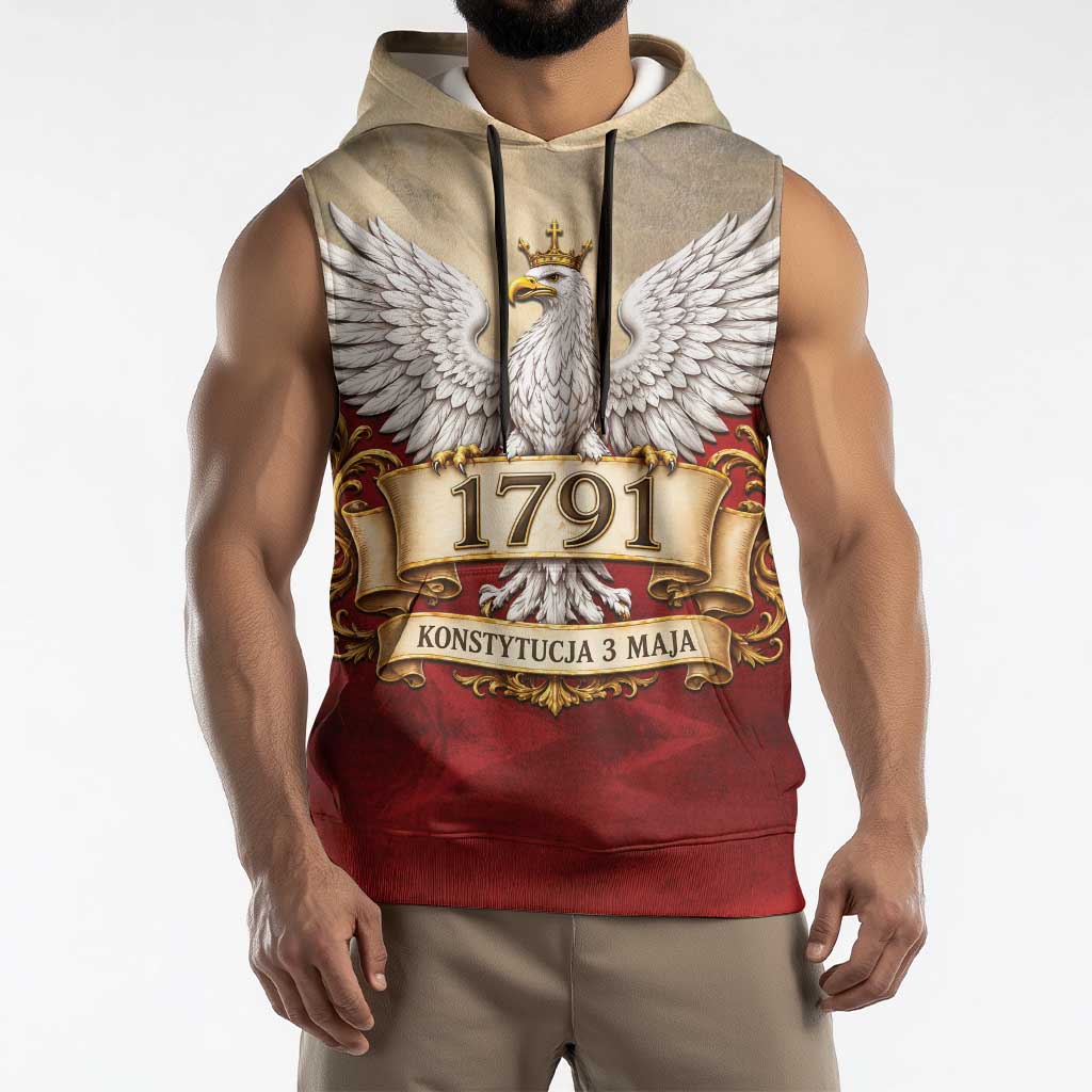 Poland Constitution Day 1791 Sleeveless Hoodie Polska Konstytucja 3 Maja Pride White Eagle