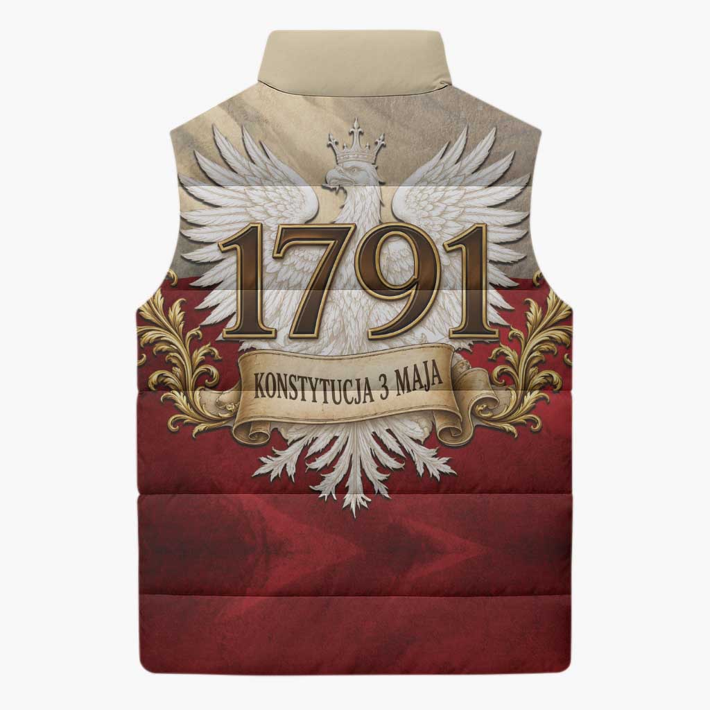 Poland Constitution Day 1791 Sleeveless Puffer Jacket Polska Konstytucja 3 Maja Pride White Eagle