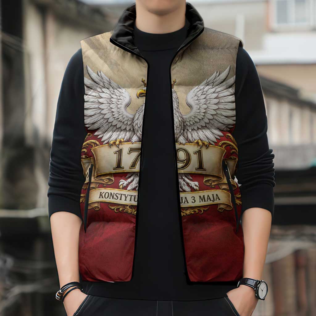 Poland Constitution Day 1791 Sleeveless Puffer Jacket Polska Konstytucja 3 Maja Pride White Eagle
