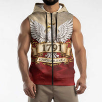 Poland Constitution Day 1791 Sleeveless Zip Hoodie Polska Konstytucja 3 Maja Pride White Eagle