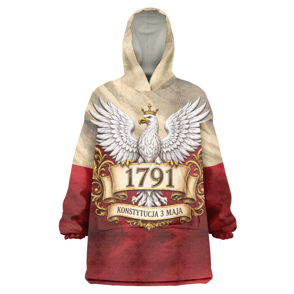 Poland Constitution Day 1791 Wearable Blanket Hoodie Polska Konstytucja 3 Maja Pride White Eagle