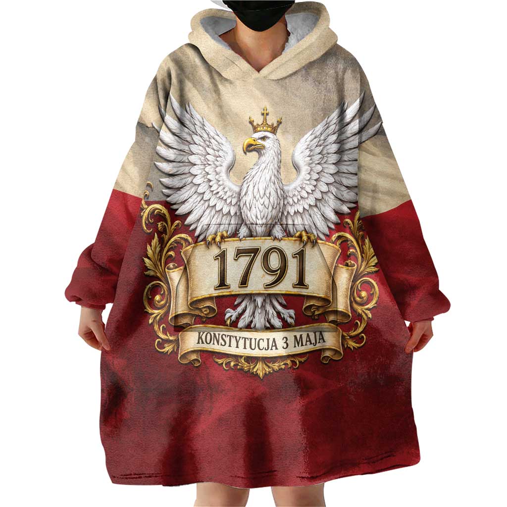 Poland Constitution Day 1791 Wearable Blanket Hoodie Polska Konstytucja 3 Maja Pride White Eagle