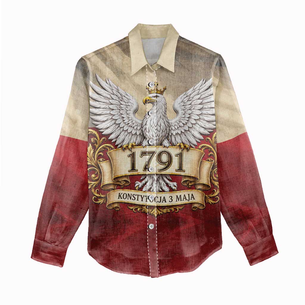 Poland Constitution Day 1791 Women Casual Shirt Polska Konstytucja 3 Maja Pride White Eagle