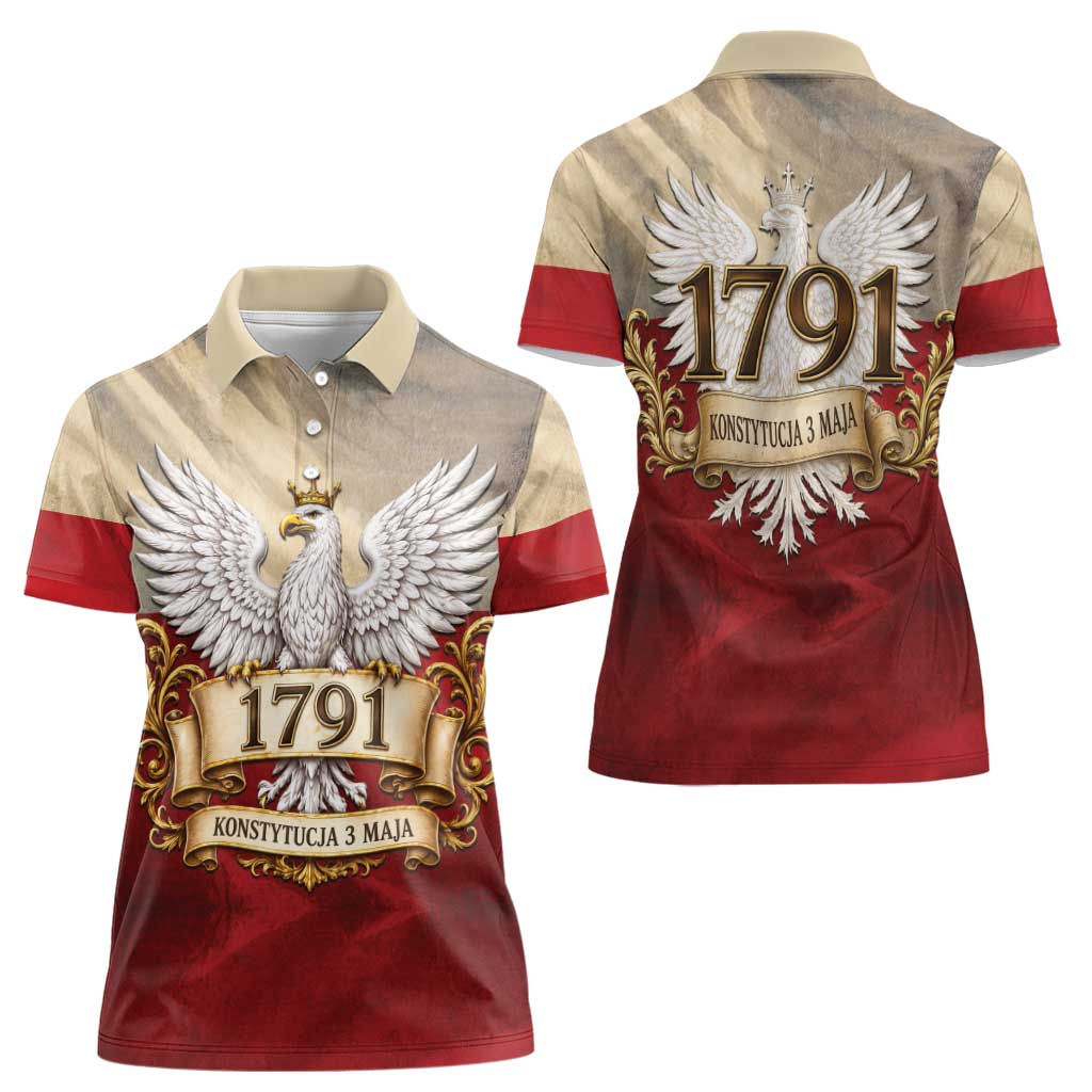 Poland Constitution Day 1791 Women Polo Shirt Polska Konstytucja 3 Maja Pride White Eagle