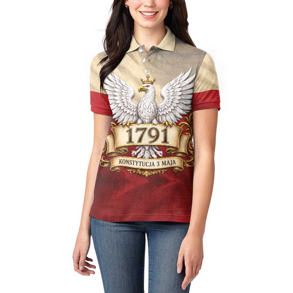 Poland Constitution Day 1791 Women Polo Shirt Polska Konstytucja 3 Maja Pride White Eagle