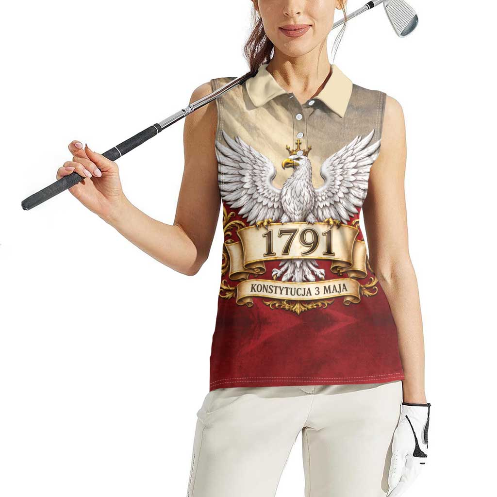 Poland Constitution Day 1791 Women Sleeveless Polo Shirt Polska Konstytucja 3 Maja Pride White Eagle