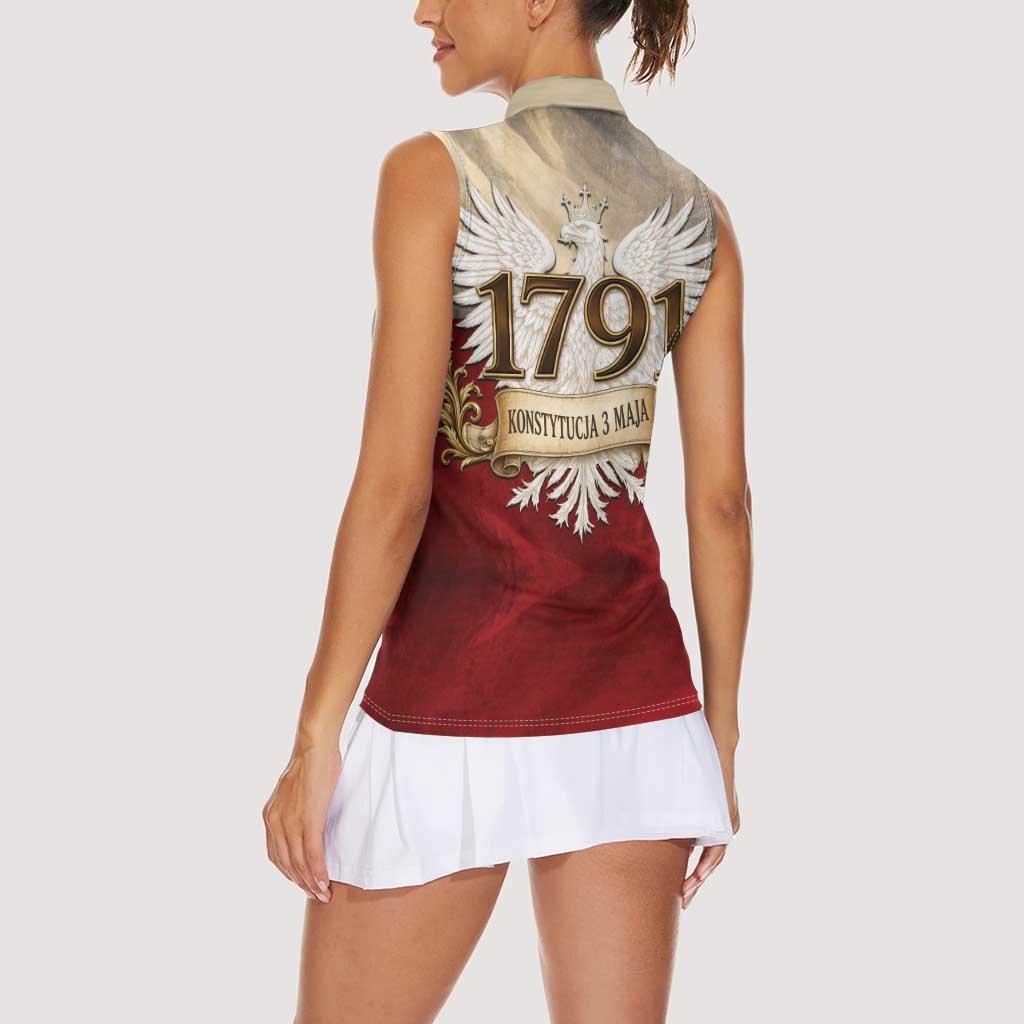 Poland Constitution Day 1791 Women Sleeveless Polo Shirt Polska Konstytucja 3 Maja Pride White Eagle