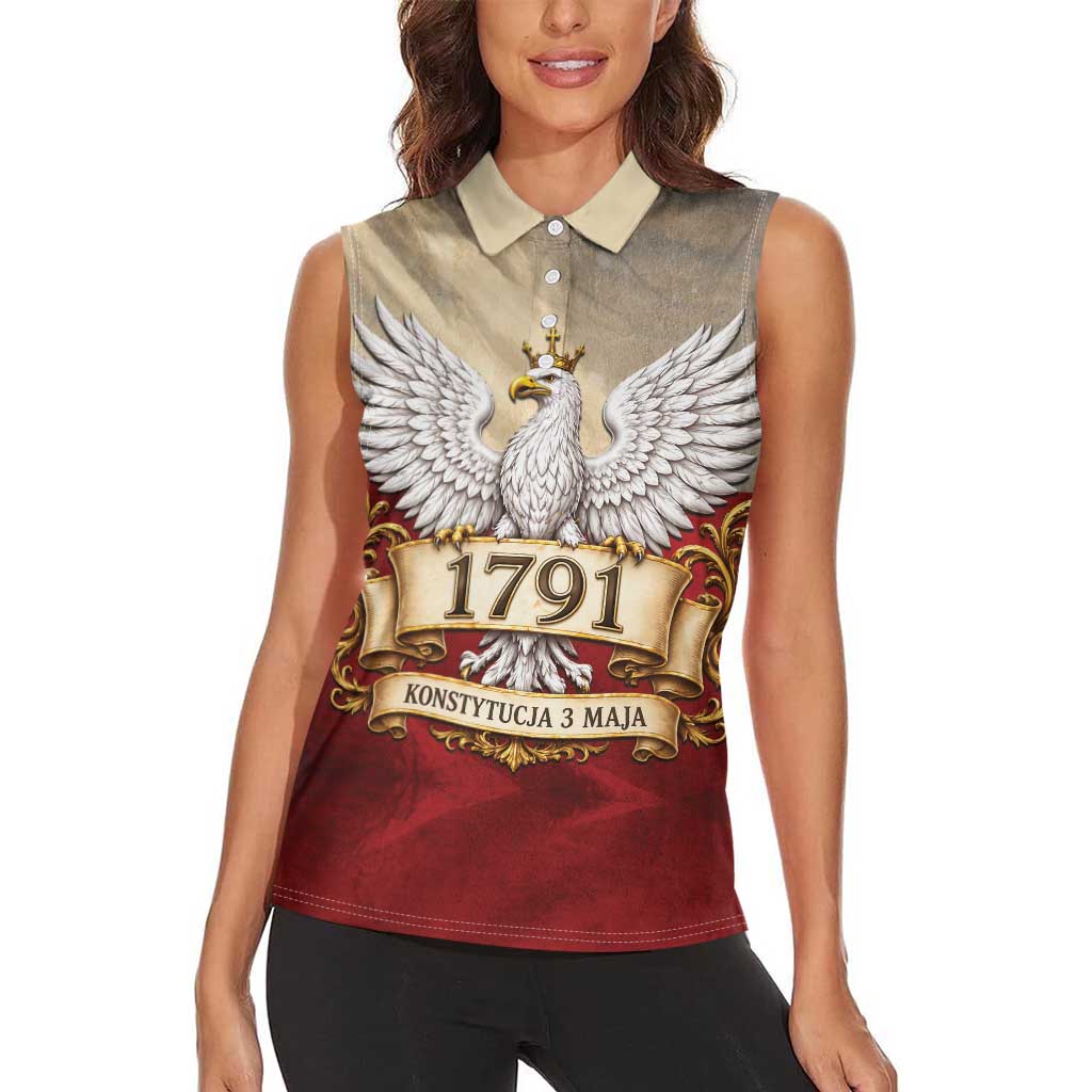 Poland Constitution Day 1791 Women Sleeveless Polo Shirt Polska Konstytucja 3 Maja Pride White Eagle