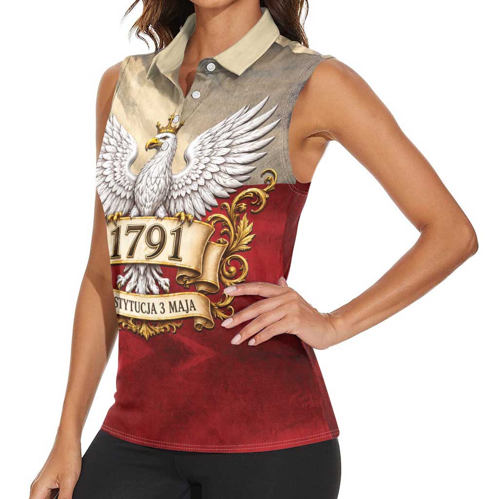 Poland Constitution Day 1791 Women Sleeveless Polo Shirt Polska Konstytucja 3 Maja Pride White Eagle
