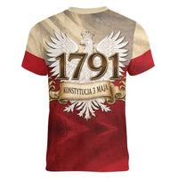 Poland Constitution Day 1791 Women V-Neck T-Shirt Polska Konstytucja 3 Maja Pride White Eagle