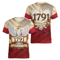Poland Constitution Day 1791 Women V-Neck T-Shirt Polska Konstytucja 3 Maja Pride White Eagle