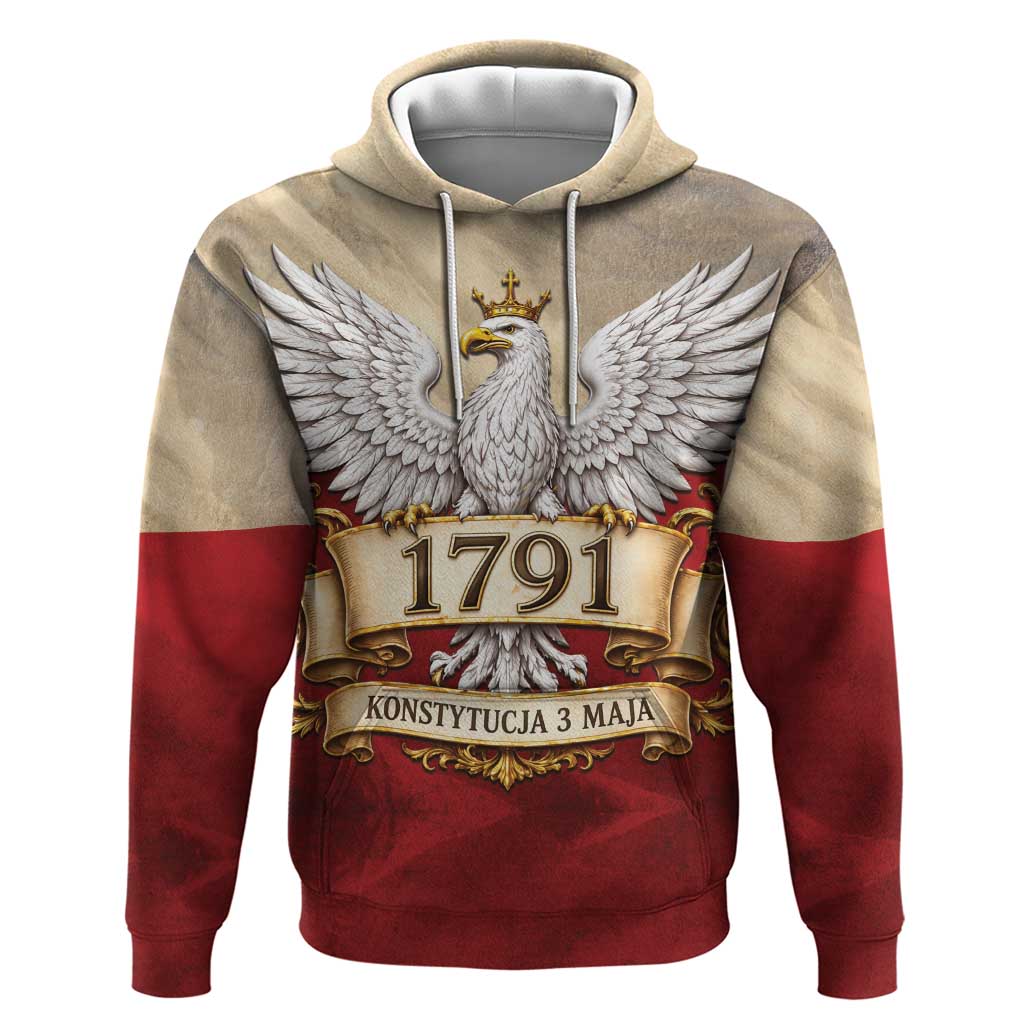 Poland Constitution Day 1791 Zip Hoodie Polska Konstytucja 3 Maja Pride White Eagle