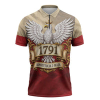 Poland Constitution Day 1791 Zipper Polo Shirt Polska Konstytucja 3 Maja Pride White Eagle