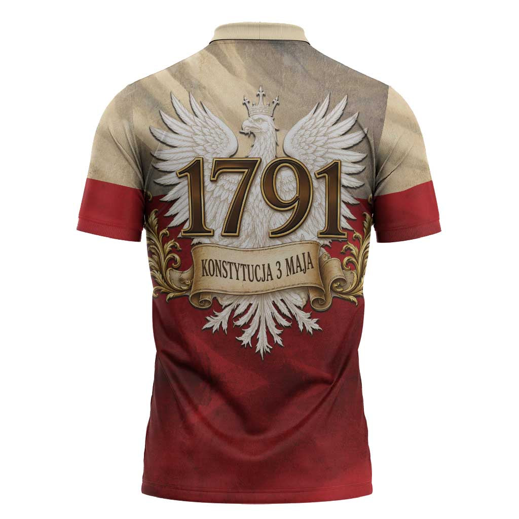 Poland Constitution Day 1791 Zipper Polo Shirt Polska Konstytucja 3 Maja Pride White Eagle