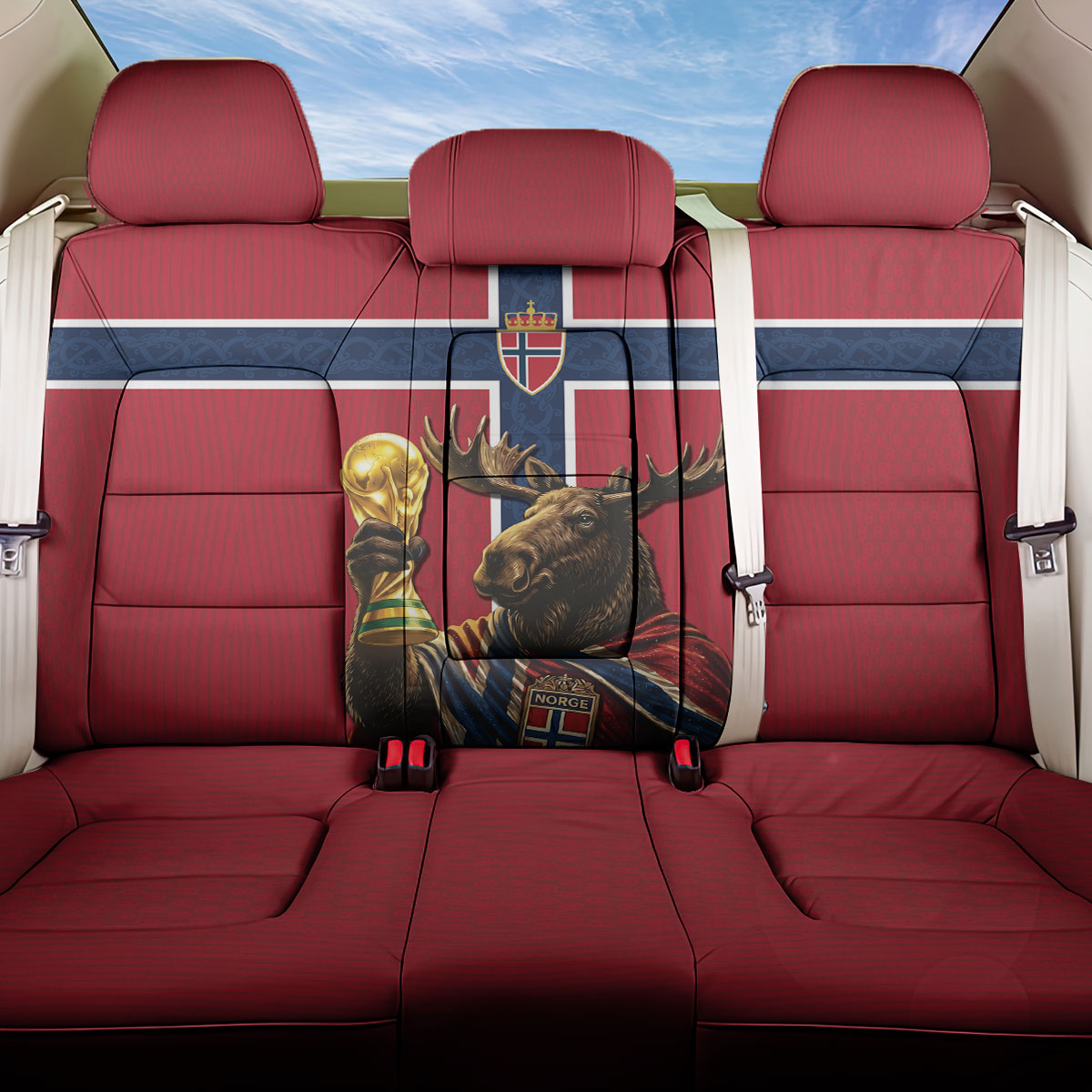 World Football 2026 Norway Back Car Seat Cover Viking Moose Trophy Champion