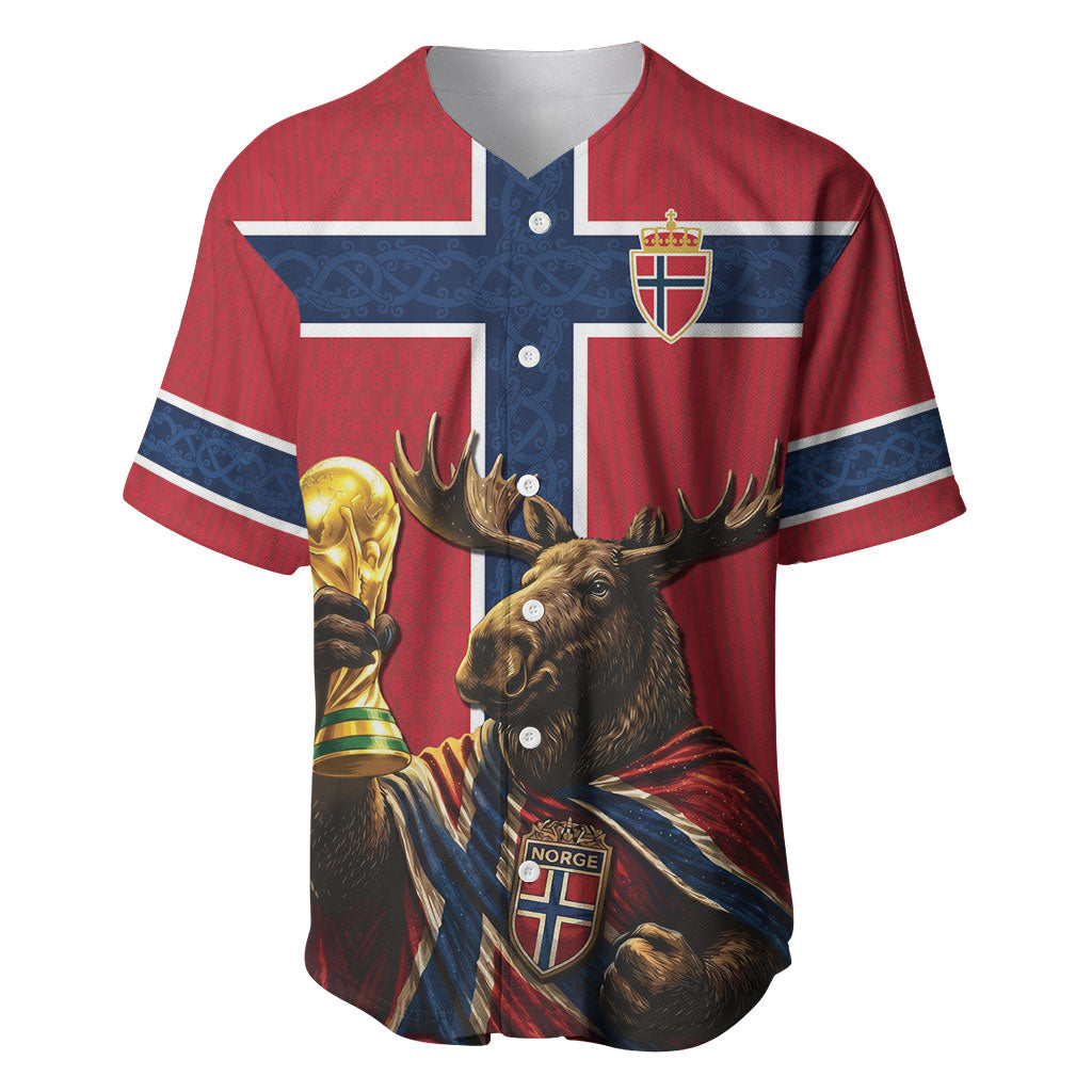 Custom World Football 2026 Norway Baseball Jersey Viking Moose Trophy Champion