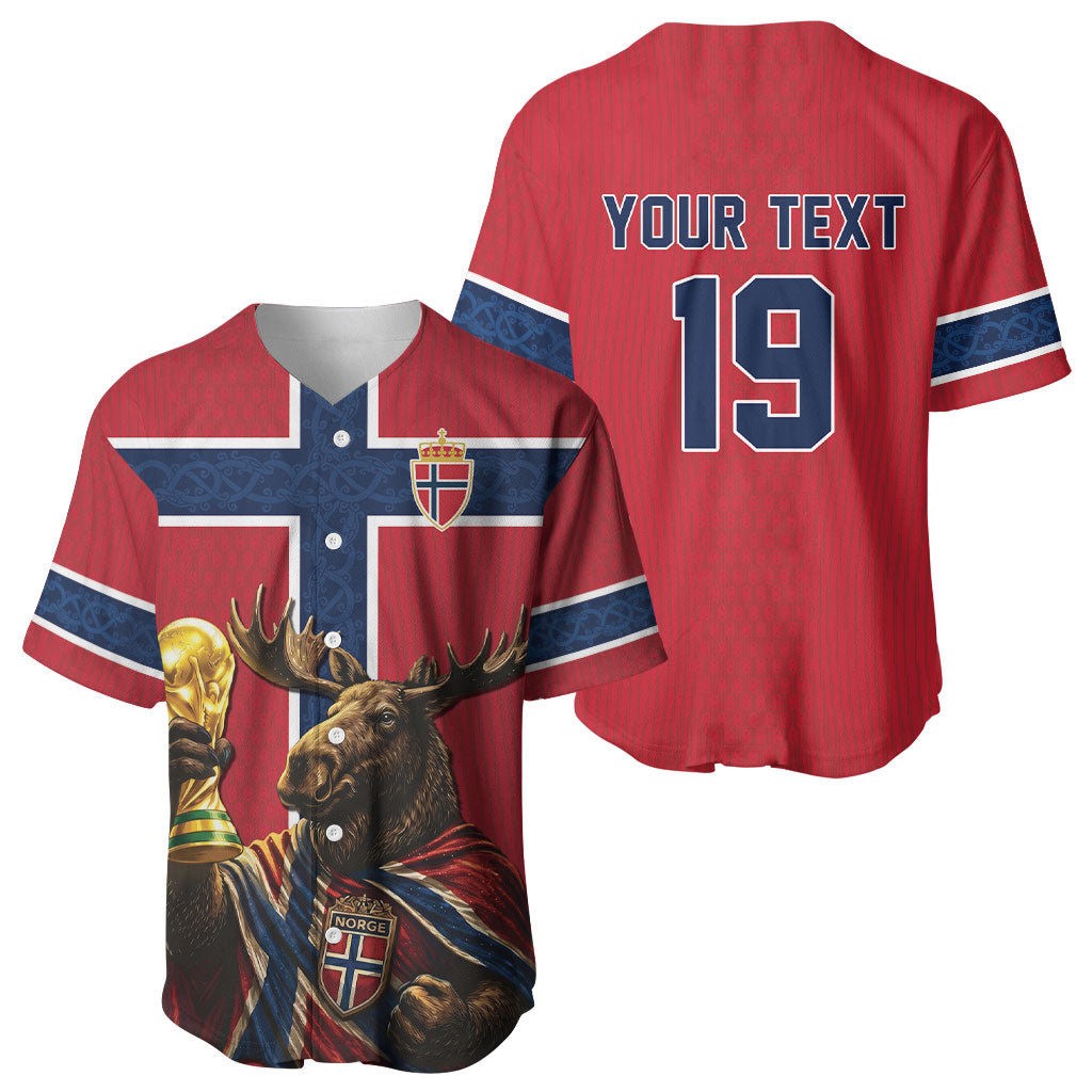 Custom World Football 2026 Norway Baseball Jersey Viking Moose Trophy Champion