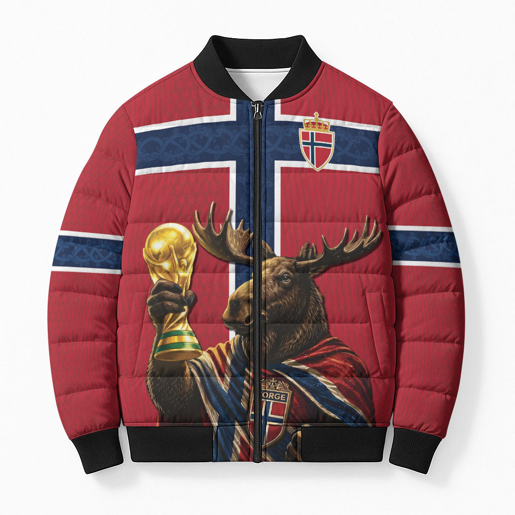 Custom World Football 2026 Norway Bomber Puffer Jacket Viking Moose Trophy Champion