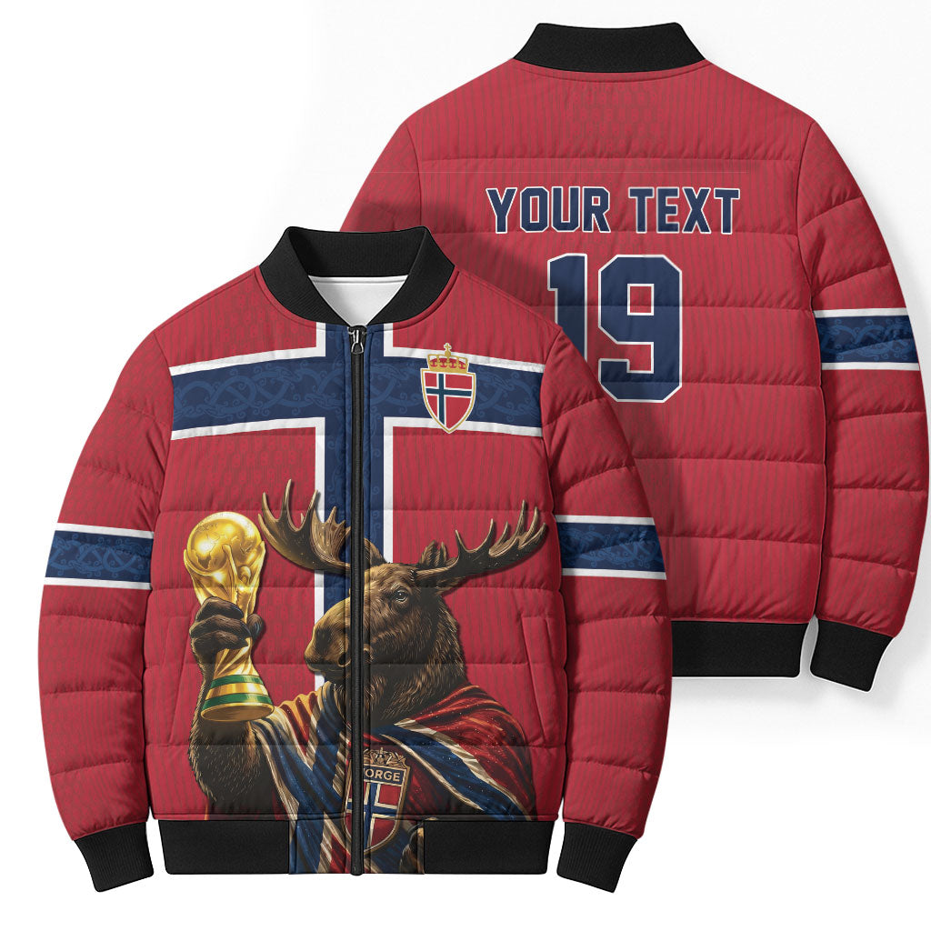 Custom World Football 2026 Norway Bomber Puffer Jacket Viking Moose Trophy Champion
