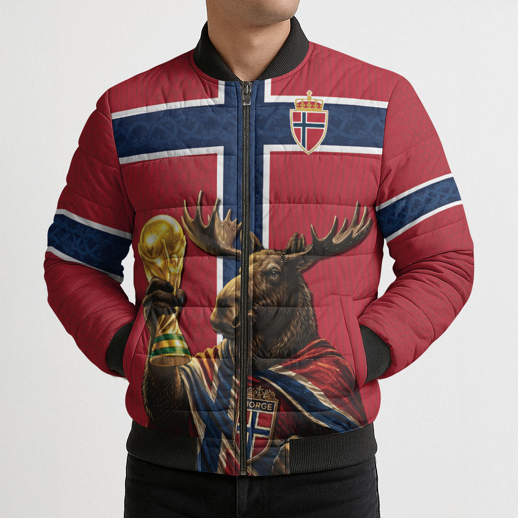 Custom World Football 2026 Norway Bomber Puffer Jacket Viking Moose Trophy Champion
