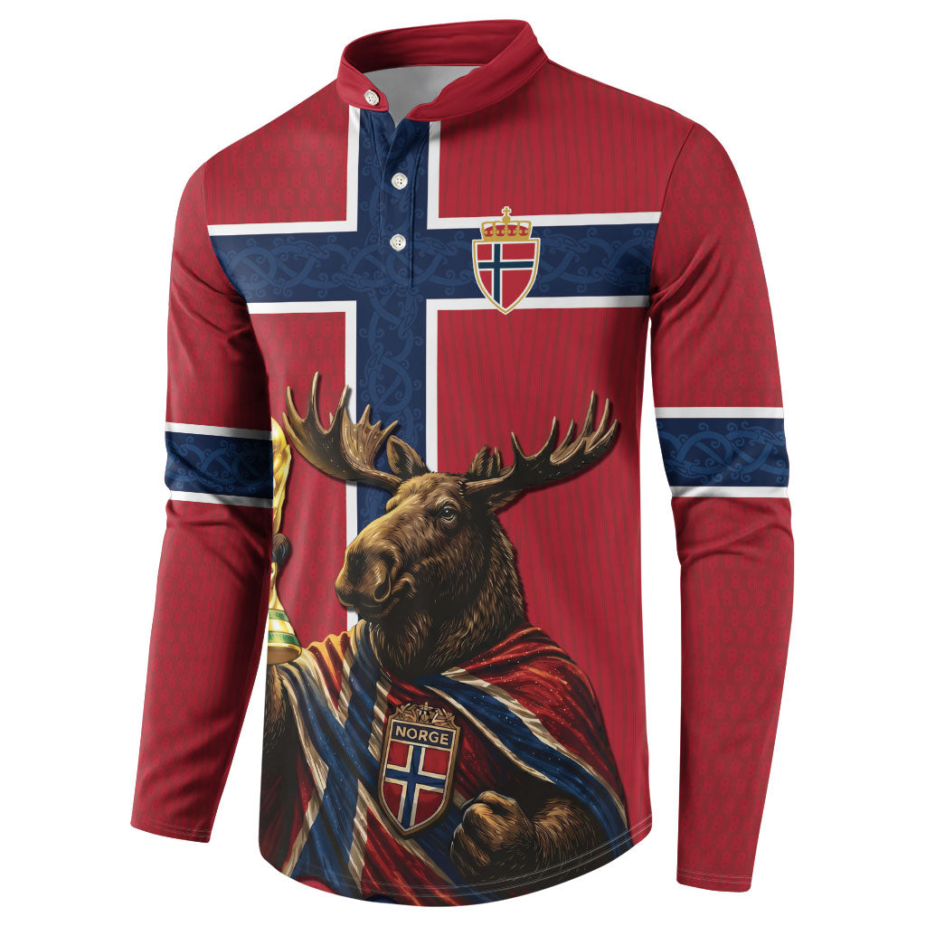 Custom World Football 2026 Norway Button Sweatshirt Viking Moose Trophy Champion