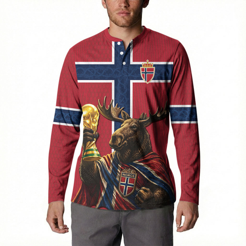 Custom World Football 2026 Norway Button Sweatshirt Viking Moose Trophy Champion