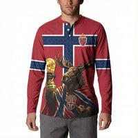 Custom World Football 2026 Norway Button Sweatshirt Viking Moose Trophy Champion