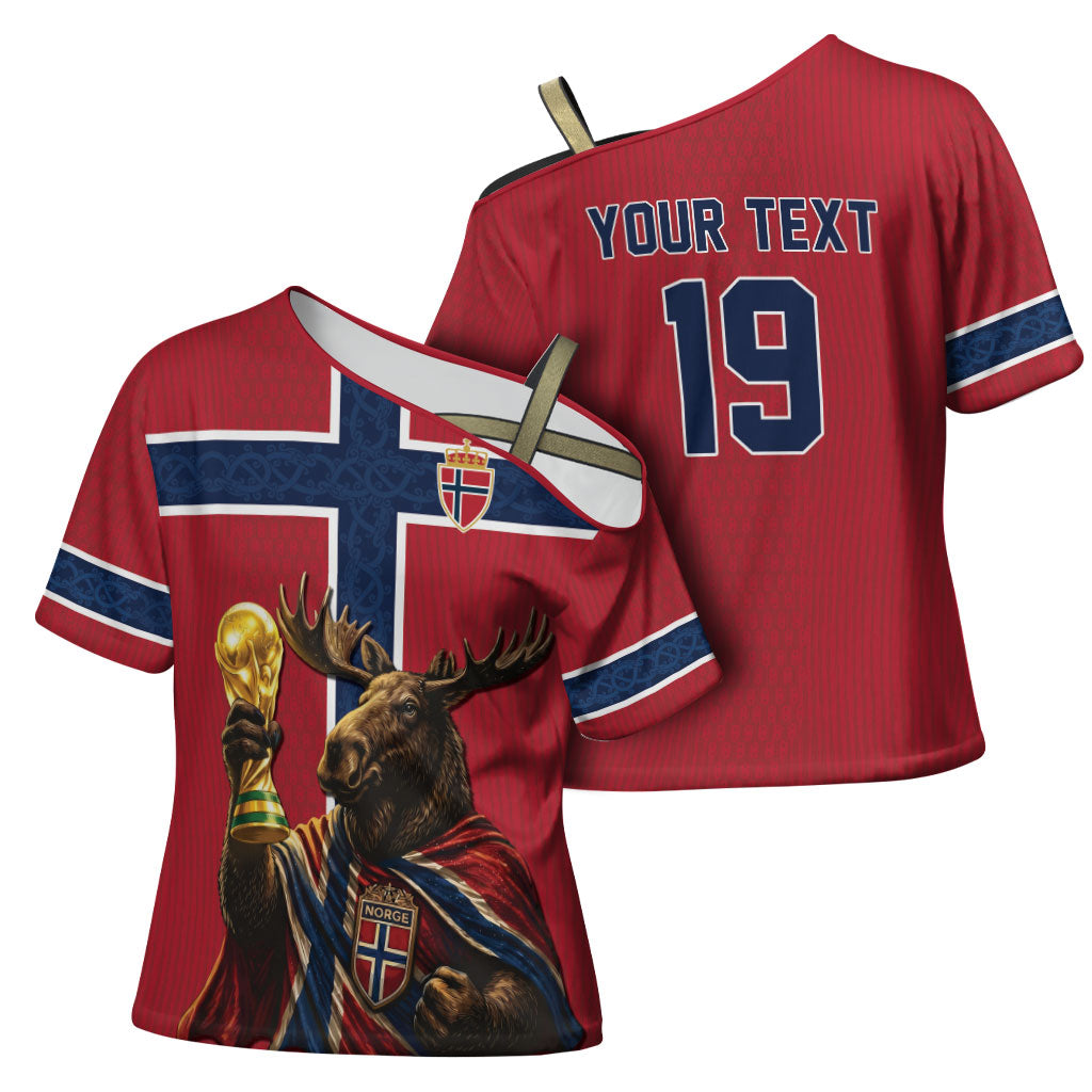 Custom World Football 2026 Norway Cross Shoulder Shirt Viking Moose Trophy Champion