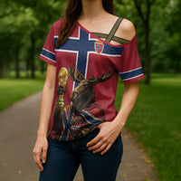 Custom World Football 2026 Norway Cross Shoulder Shirt Viking Moose Trophy Champion