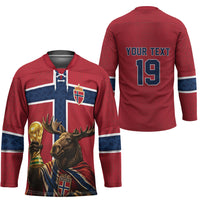 Custom World Football 2026 Norway Hockey Jersey Viking Moose Trophy Champion