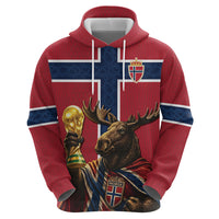Custom World Football 2026 Norway Hoodie Viking Moose Trophy Champion