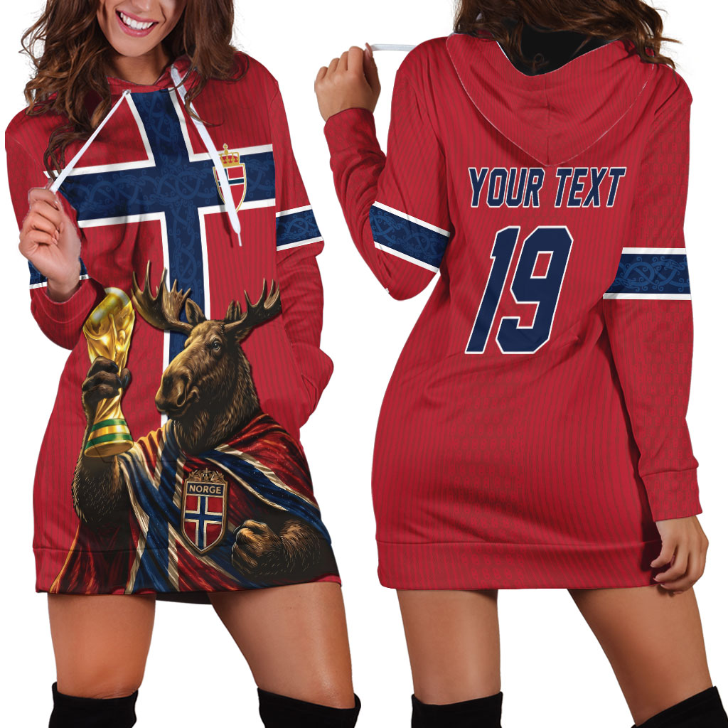Custom World Football 2026 Norway Hoodie Dress Viking Moose Trophy Champion