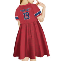 Custom World Football 2026 Norway Kid Short Sleeve Dress Viking Moose Trophy Champion