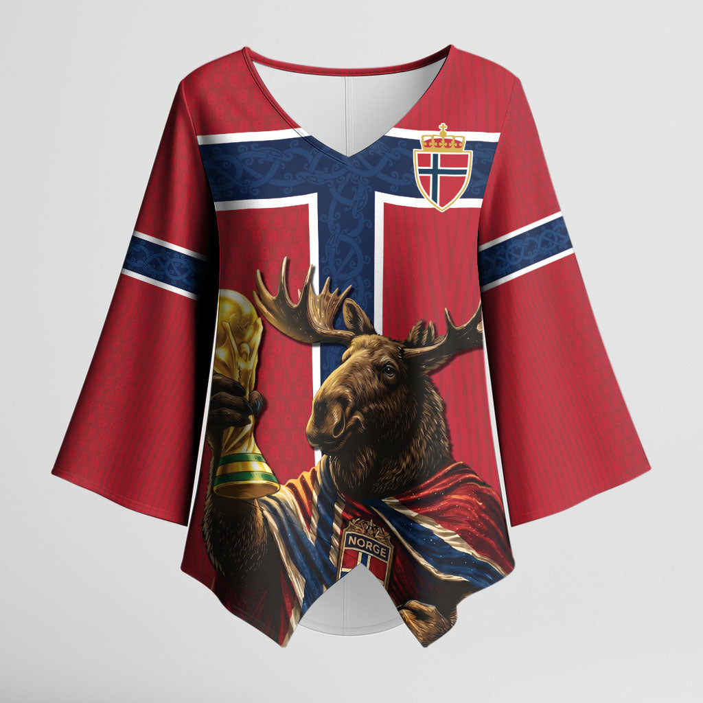 Custom World Football 2026 Norway Kimono Sleeve Blouse Viking Moose Trophy Champion