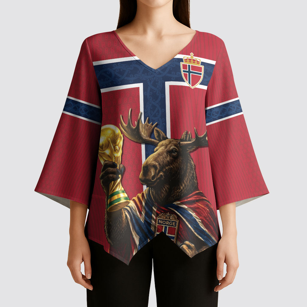 Custom World Football 2026 Norway Kimono Sleeve Blouse Viking Moose Trophy Champion