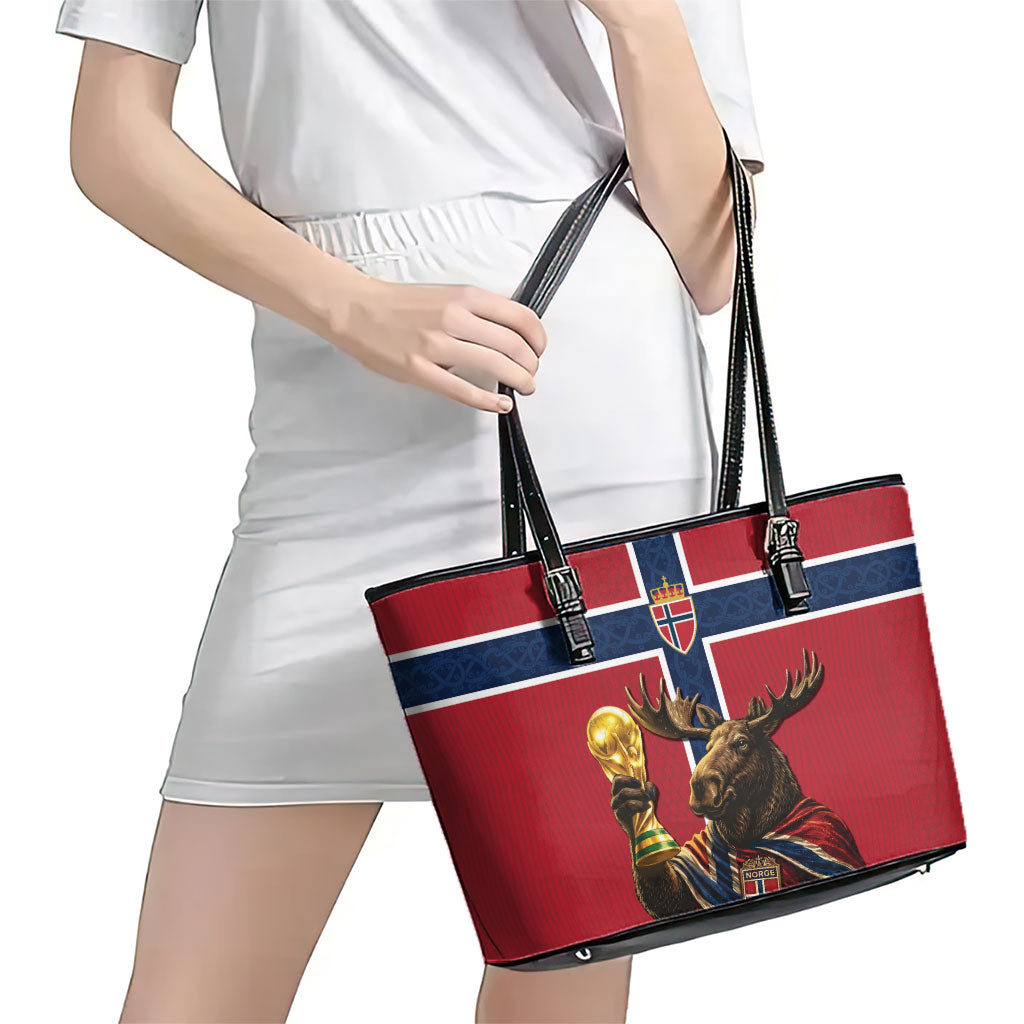 World Football 2026 Norway Leather Tote Bag Viking Moose Trophy Champion