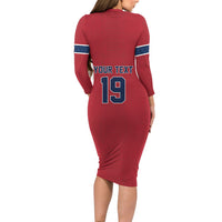 Custom World Football 2026 Norway Long Sleeve Bodycon Dress Viking Moose Trophy Champion