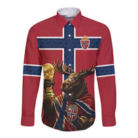 Custom World Football 2026 Norway Long Sleeve Button Shirt Viking Moose Trophy Champion