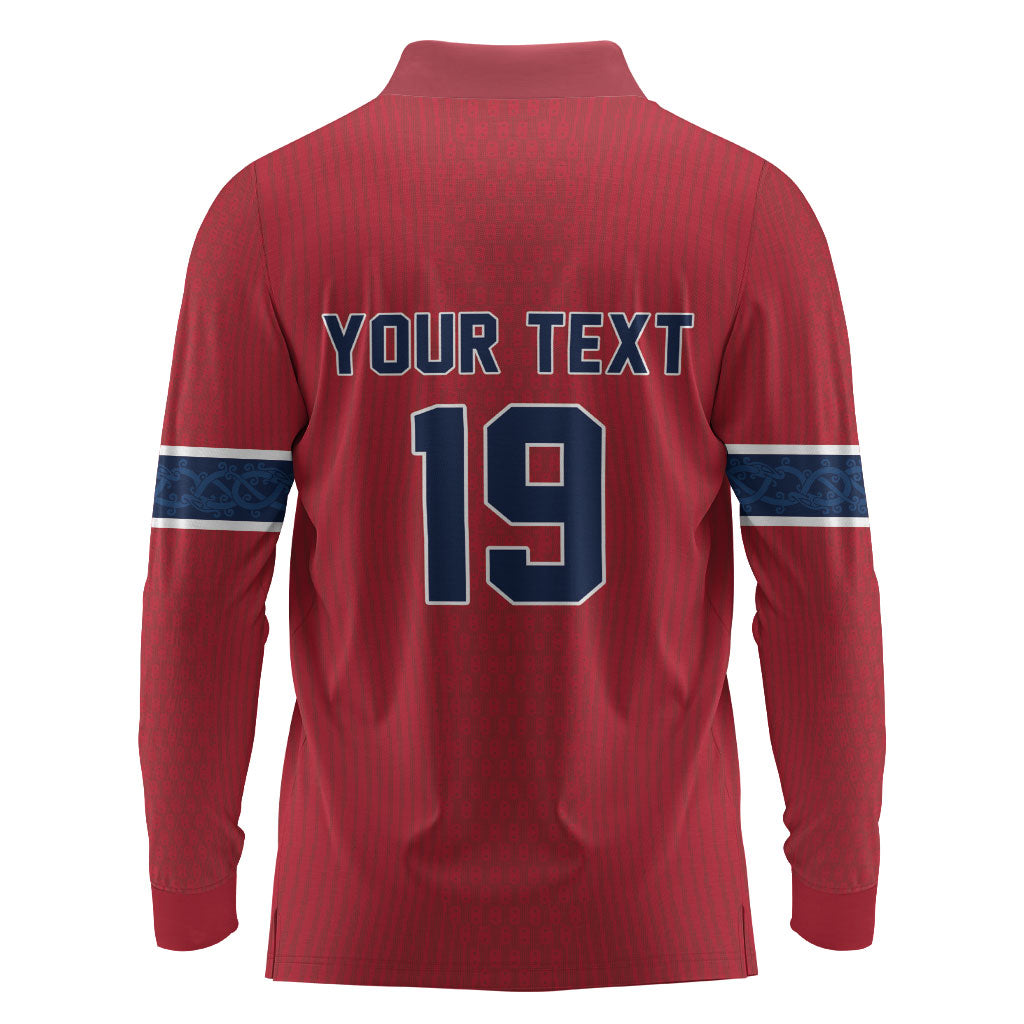 Custom World Football 2026 Norway Long Sleeve Polo Shirt Viking Moose Trophy Champion