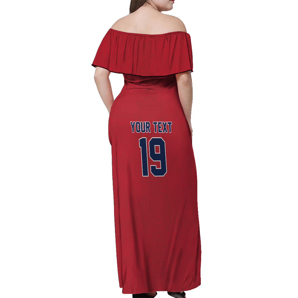 Custom World Football 2026 Norway Off Shoulder Maxi Dress Viking Moose Trophy Champion