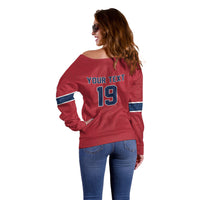 Custom World Football 2026 Norway Off Shoulder Sweater Viking Moose Trophy Champion