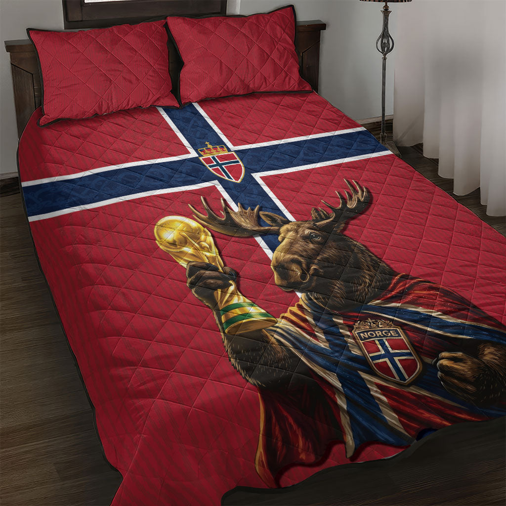 World Football 2026 Norway Quilt Bed Set Viking Moose Trophy Champion