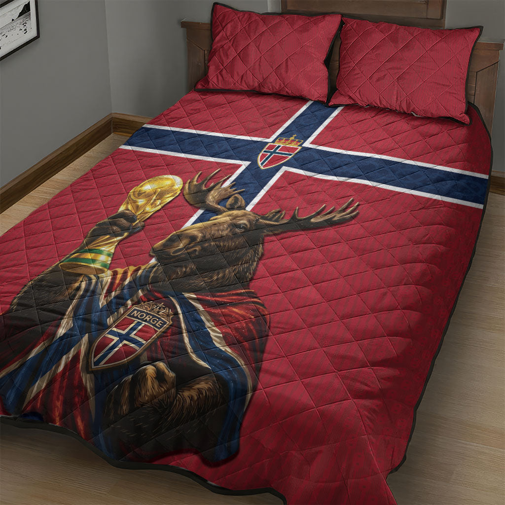 World Football 2026 Norway Quilt Bed Set Viking Moose Trophy Champion