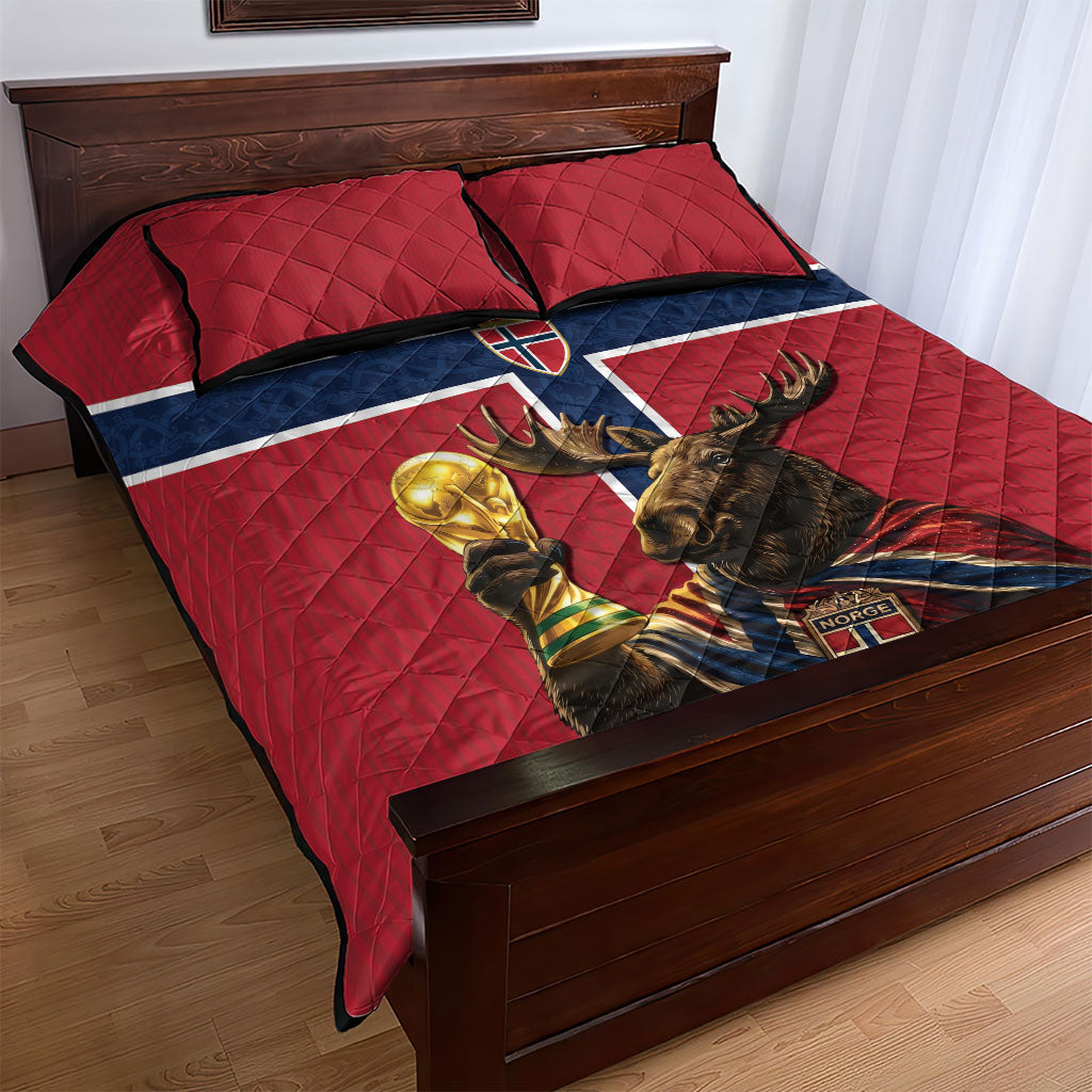 World Football 2026 Norway Quilt Bed Set Viking Moose Trophy Champion